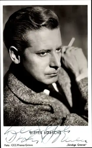 Ak Schauspieler Dieter Borsche, Portrait, Autogramm, Zigarette