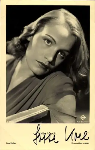 Ak Schauspielerin Lotte Koch, Portrait
