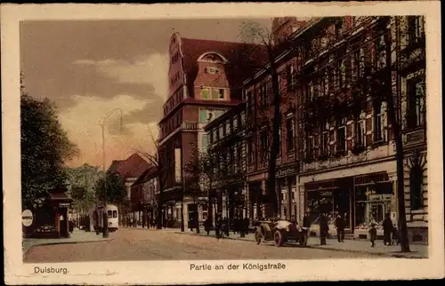 Ak Duisburg im Ruhrgebiet, Partie an der Königstraße, Straßenbahn