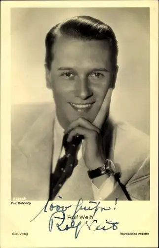 Ak Schauspieler Rolf Weih, Portrait, Jacket, Krawatte, Armbanduhr, Ross Verlag A 3086/1