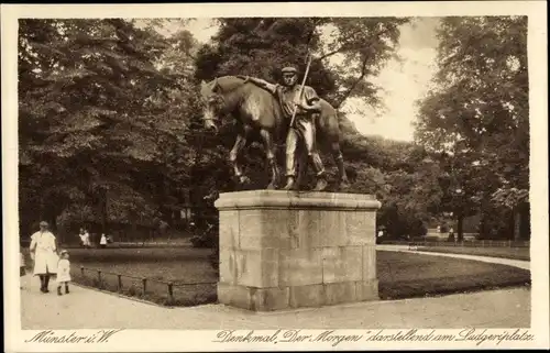 Ak Münster in Westfalen, Denkmal Der Morgen am Ludgeriplatz