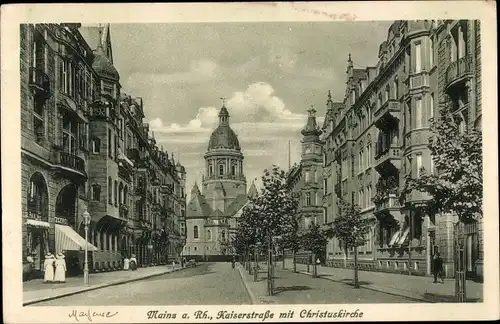 Ak Mainz am Rhein, Kaiserstraße mit Christuskirche