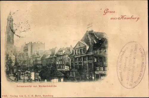 Ak Hamburg Mitte Neustadt, Schaarmarkt mit Michaeliskirche,
