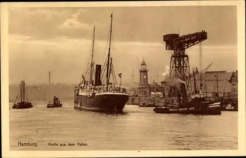 Ak Hamburg, Hafenpartie, Dampfer, Kran