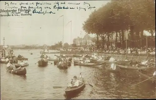 Foto Ak Hamburg Nord Uhlenhorst, Uhlenhorster Fährhaus, Ruderboote