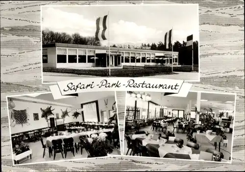Ak Schloß Holte Stukenbrock in Westfalen, Safari-Park-Restaurant, Innen- und Außenansicht