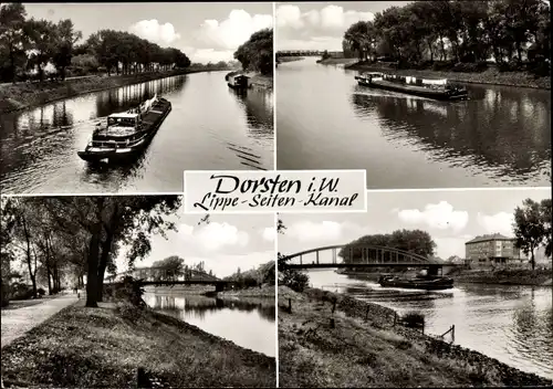 Ak Dorsten im Ruhrgebiet, Lippe Seiten Kanal, Brücke, Frachter