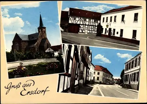 Ak Ersdorf Meckenheim im Rheinland, Kirche, Straßenpartien