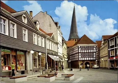 Ak Hattingen an der Ruhr, Untermarkt und Altes Rathaus, Turm von St. Georg, Geschäft