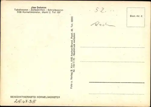 Ak Cornelimünster Kornelimünster Aachen, Benediktinerabtei, Außenansicht