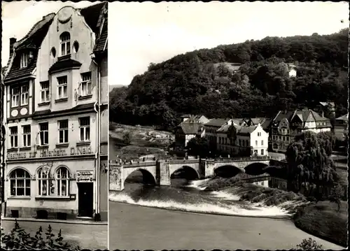 Ak Hann. Münden in Niedersachsen, Gaststätte Zur Hafenbahn, Brücke