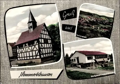 Ak Hommertshausen Dautphetal Hessen, Teilansicht, Kirche, Dorfgemeinschaftshaus