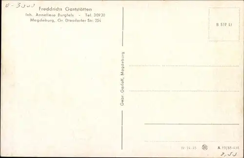 Ak Magdeburg an der Elbe, Freddrichs Gaststätten, Terrasse, Gr. Diesdorfer Str. 154