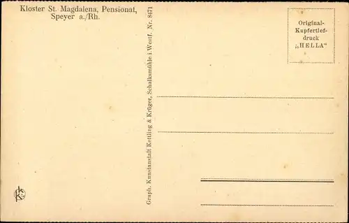 Ak Speyer am Rhein, Kloster St. Magdalena, Pensionat, Spielstunde