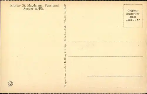 Ak Speyer am Oberrhein Rheinland Pfalz, Kloster Saint Magdalena, Pensionat, Turnhalle mit Bühne