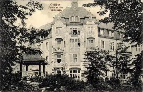 Ak Cottbus in der Niederlausitz, Partie an der Promenade