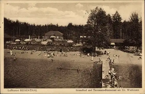 Ak Biesenthal in der Mark, Strandbad und Terrassen-Restaurant am Gr. Wuckensee