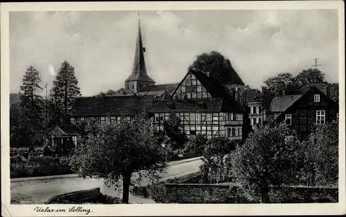 Ak Uslar im Solling Niedersachsen, Straßenpartie, Häuser, Kirche