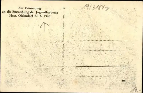 Ak Hessisch Oldendorf an der Weser, Jugendherberge 1926