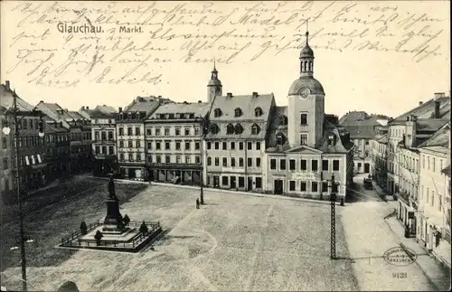 Ak Glauchau in Sachsen, Markt