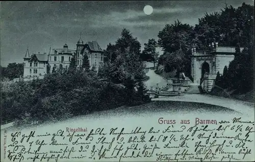 Mondschein Ak Barmen Wuppertal, Ringelthal