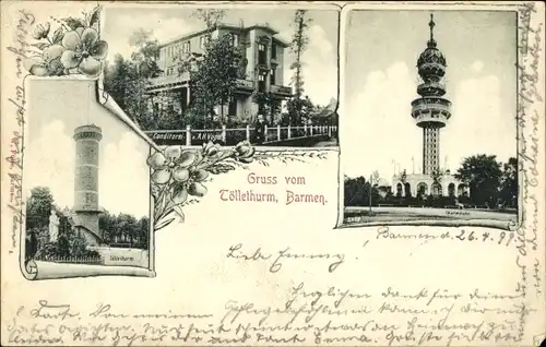 Ak Barmen Wuppertal, Tölleturm, Turmbahn, Konditorei