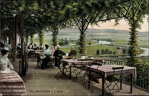 Ak Volmarstein Wetter an der Ruhr, Gasthof Wehberg, Terrasse