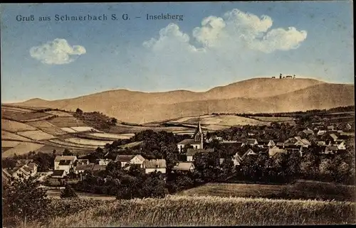 Ak Schmerbach Waltershausen in Thüringen, Panorama mit Inselsberg