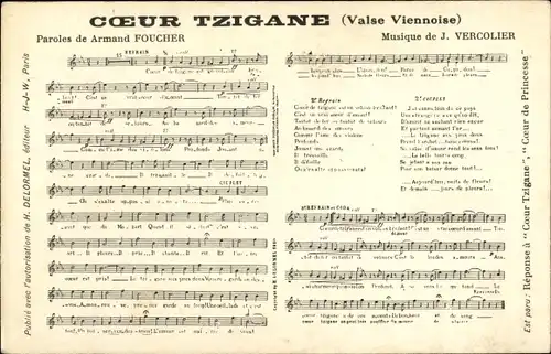 Lied Ak Coeur Tzigane, Valse Viennoise, Armand Foucher, J. Vercolier