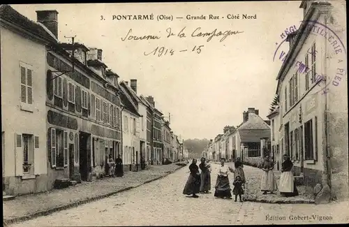Ak Pontarmé Oise, Grande Rue, Coté Nord