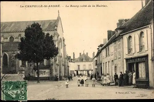 Ak La Chapelle-Saint-André Nievre, Le Bourg, la Mairie, Café