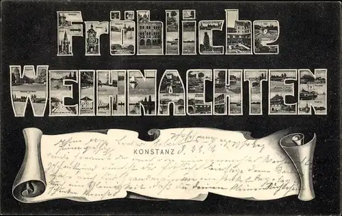 Buchstaben Ak Konstanz am Bodensee, Stadtansichten, Glückwunsch Weihnachten