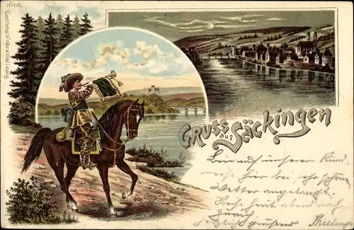 Litho Bad Säckingen am Hochrhein, Teilansicht, Trompeter