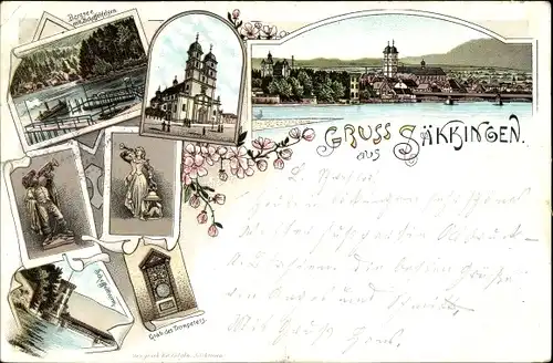 Litho Bad Säckingen am Hochrhein, Trompeter, Grab des Trompeters