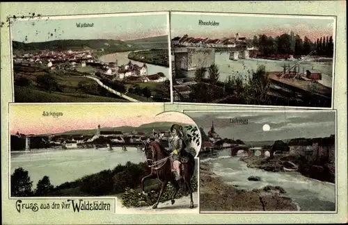 Ak Waldshut Tiengen am Hochrhein Baden Wüttemberg, Rheinfelden, Säckingen, Laufenburg