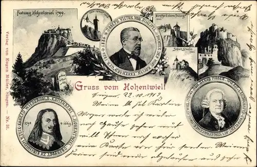 Ak Singen Hohentwiel im Kreis Konstanz, Konrad Wiederhold, Joseph Victor von Scheffel, Jakob Moser