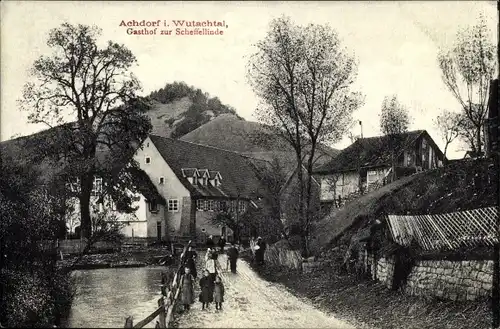 Ak Achdorf Blumberg am Schwarzwald, Gasthof zur Scheffellinde