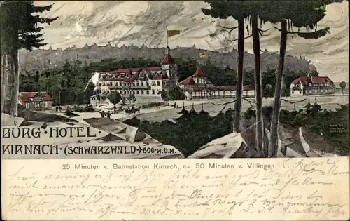 Künstler Ak Kirnach Sankt Georgen im Schwarzwald, Burg Hotel