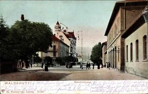 Ak Waldshut Tiengen am Hochrhein, Bahnhofstraße