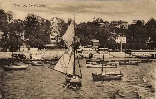 Ak Hamburg Altona Oevelgönne, Elbstrand, Boote