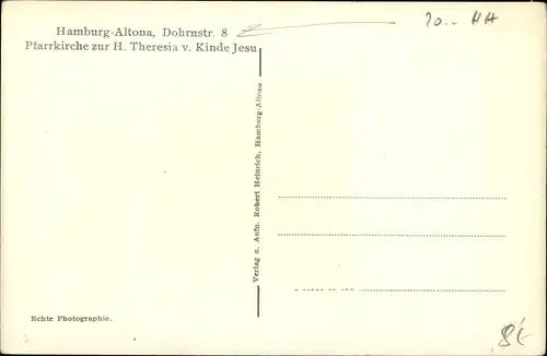 Ak Hamburg Altona, Pfarrkirche zur H. Theresia v. Kinde Jesu