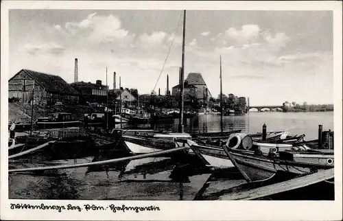 Ak Wittenberge an der Elbe Prignitz, Hafenpartie