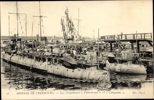 Ak Französisches Kriegsschiff, Les Torpilleurs Flamberge et Catapulte