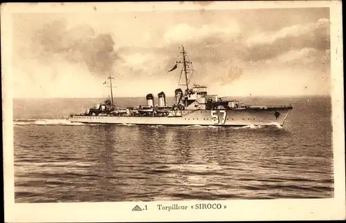 Ak Französisches Kriegsschiff, Torpilleur Siroco