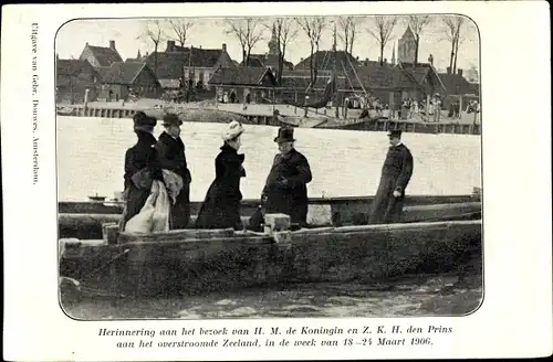Ak Zeeland Niederlande, Watersnood 1906, Königin Wilhelmina mit Gemahl