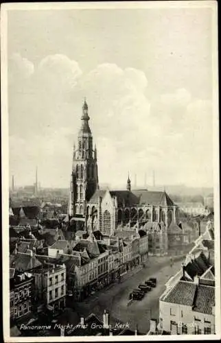 Ak Breda Nordbrabant Niederlande, Panorama Markt met Groote Kerk