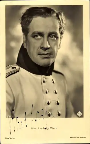 Ak Schauspieler Karl Ludwig Diehl, Portrait in Uniform, Ufa Film, Ross Verlag 9414 1