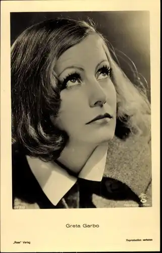 Ak Schauspielerin Greta Garbo, Portrait, MGM, Ross