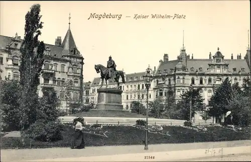 Ak Magdeburg an der Elbe, Kaiser-Wilhelm-Platz, Denkmal
