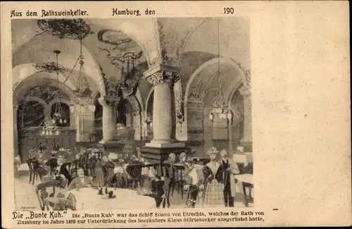 Ak Hamburg, Rathsweinkeller, die Bunte Kuh, Innenansicht